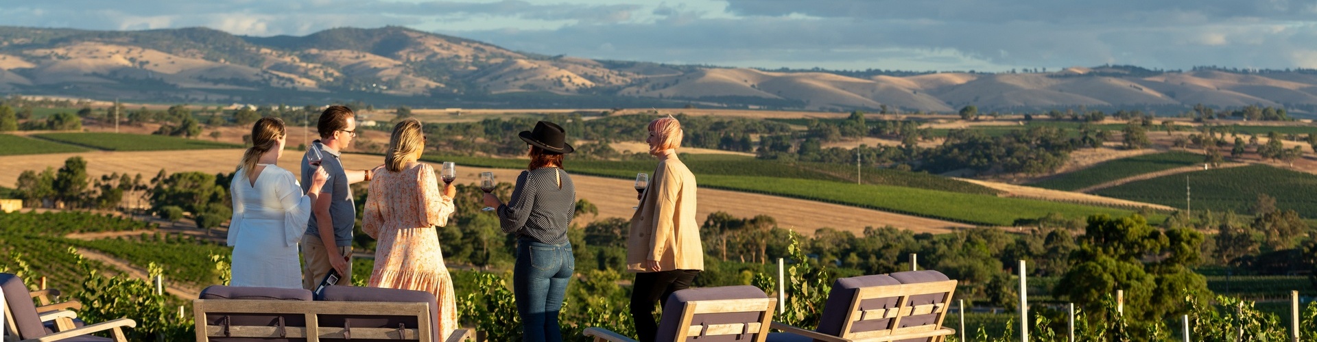 Guest enjoying the view from a winery on A Taste of South Australia tour