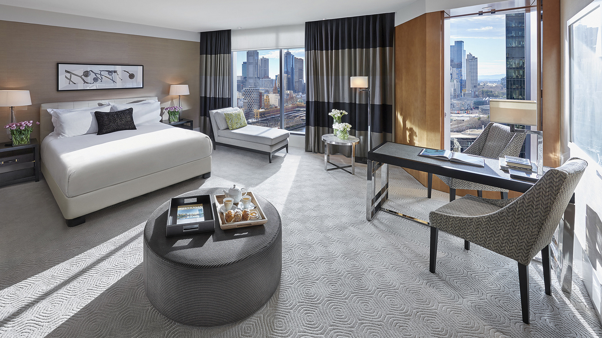 A room with a city view at Crown Towers Melbourne