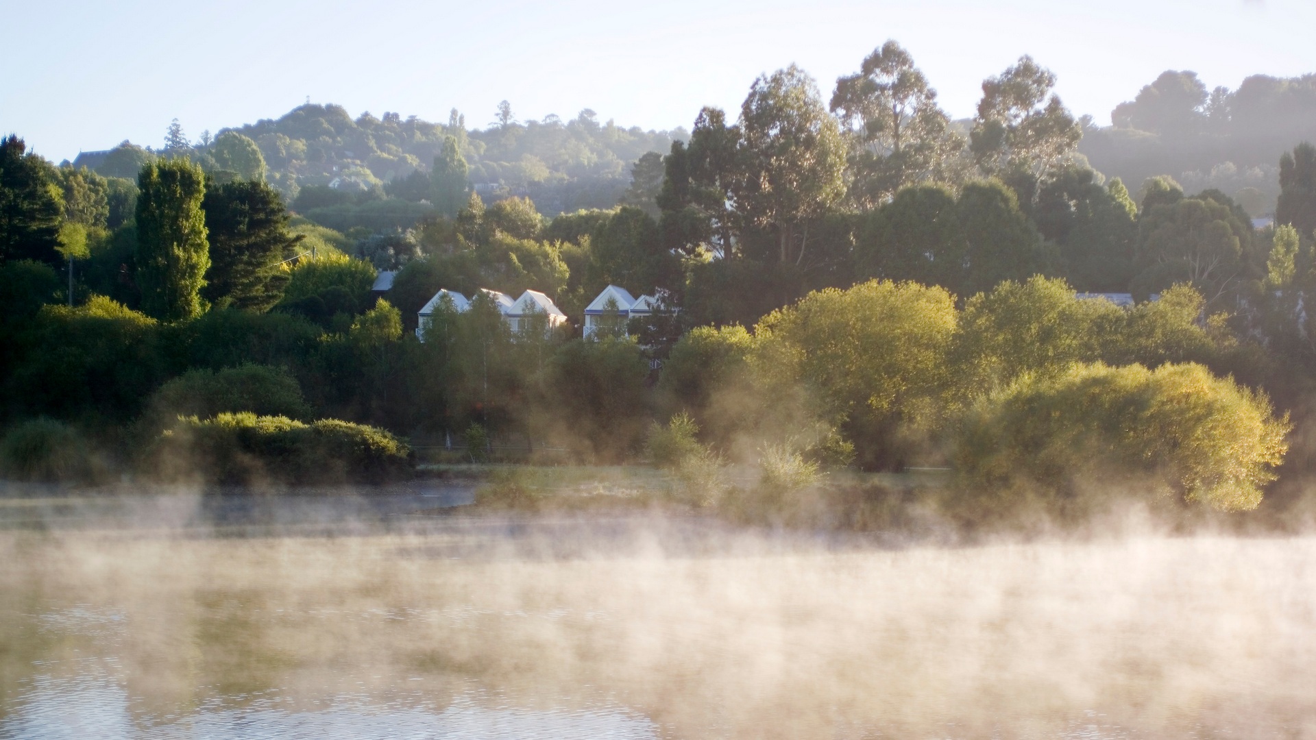 View of Lake House Daylesford across the lake