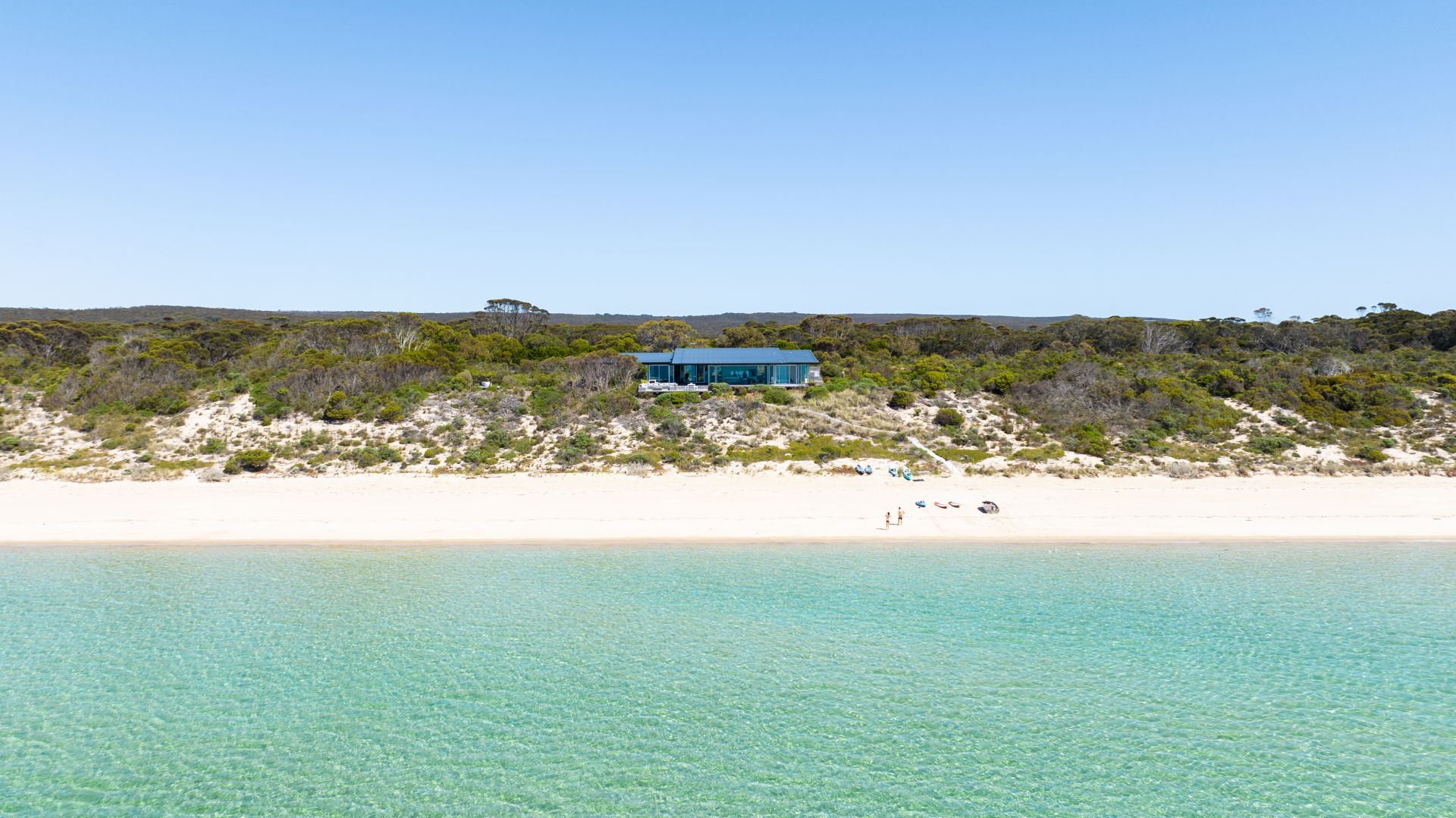 An aerial view of One Kangaroo Island from the water