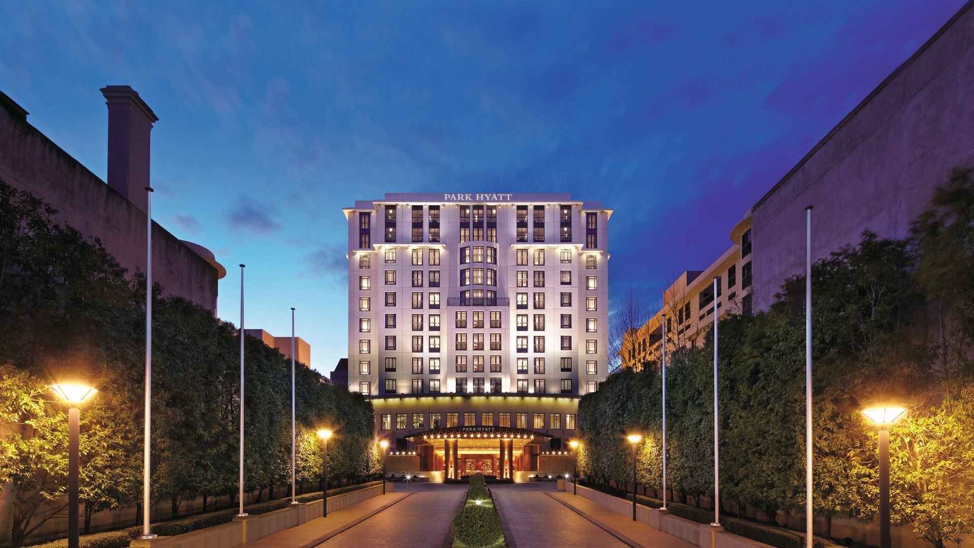 Park Hyatt Melbourne hotel exterior at night