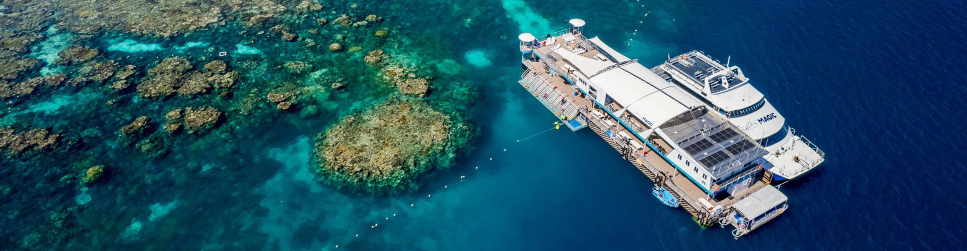 An aerial view of Reef Magic Cruises