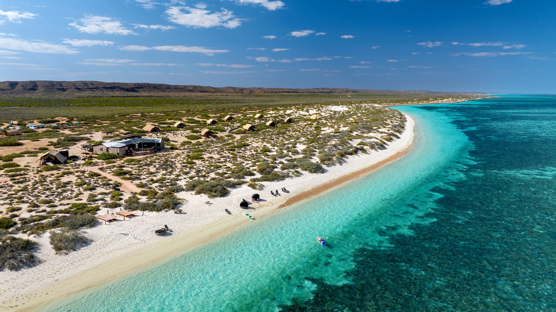 A view of the coastline with Sal Salis Ningaloo Reef