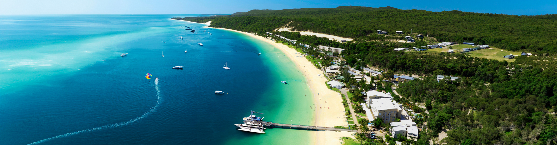 An aerial view of Tangalooma Island Resort