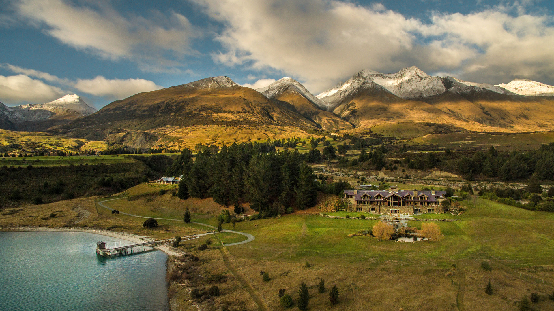 Aerial view of Blanket Bay, Queenstwon