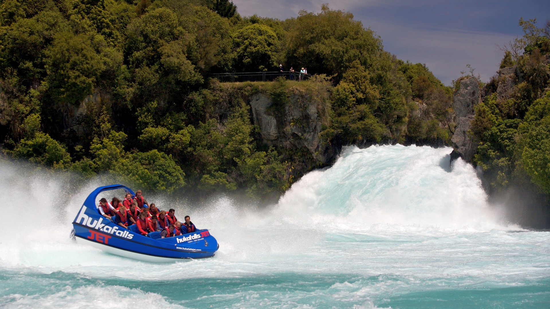 A jet boat ride on the Huka Falls River with Hukafalls Jet