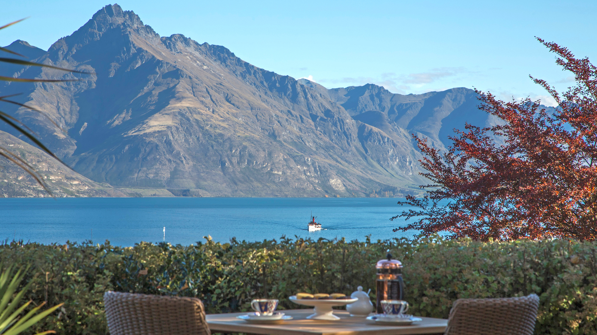Views of Lake Whakatipu from a guest room at Hulbert House