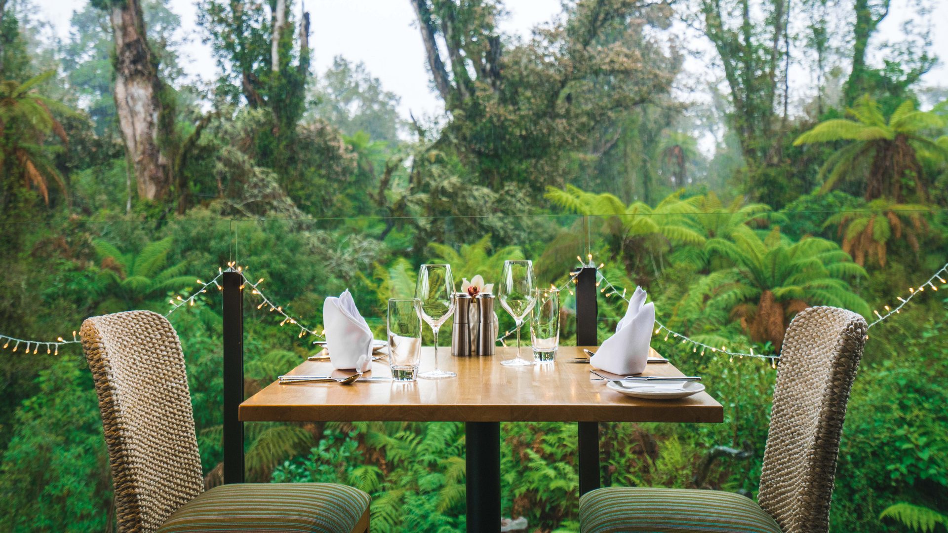 Outdoor dining at Legacy Te Waonui Hotel, Franz Josef