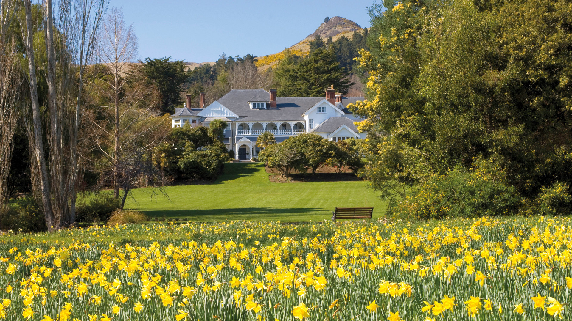 Exterior view of Otahuna Lodge and grounds