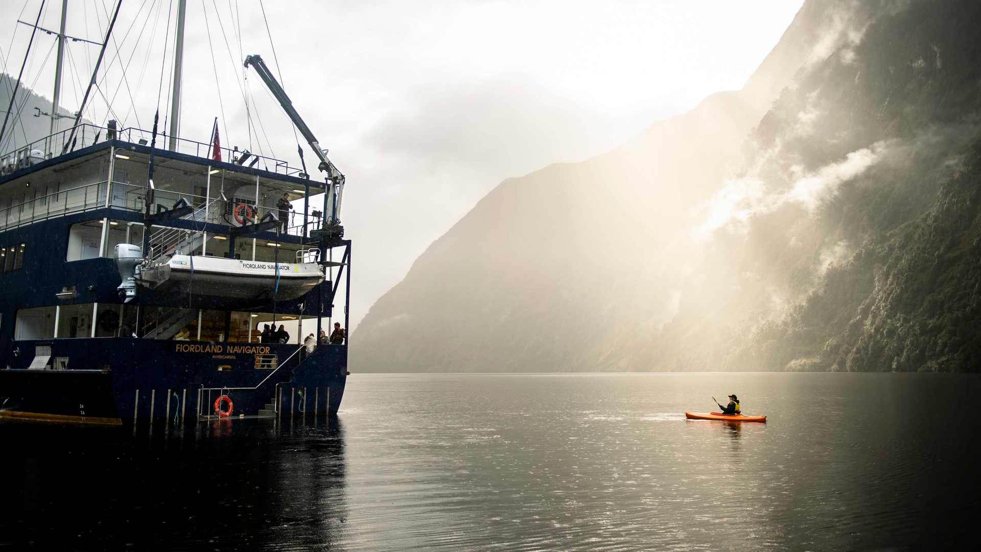 You can choose to paddle through still waters by kayak or tender craft, spot seals and seabirds, and stand on the expansive deck as waterfalls tumble