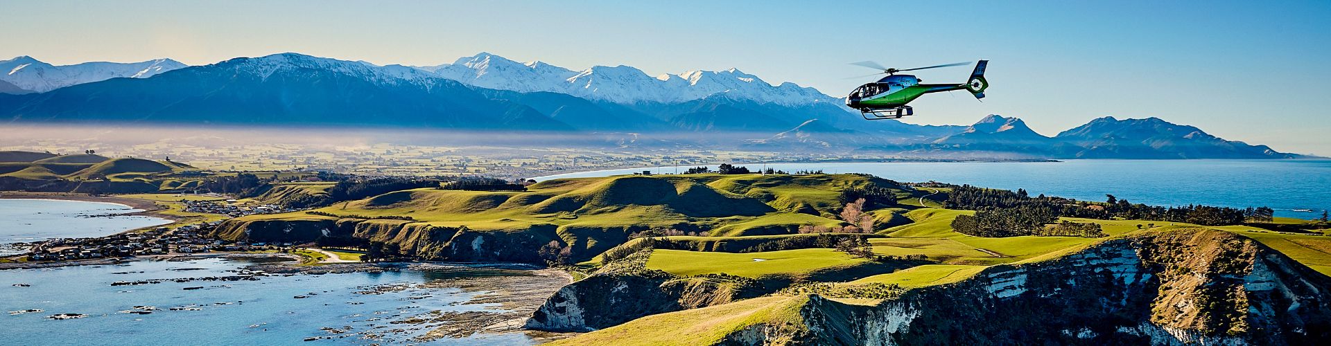 A helicopter tour over the Kaikōura coastline with South Pacific Helicopters