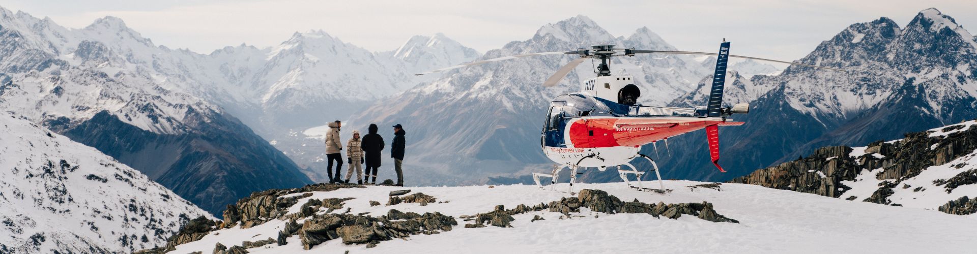 A helicopter landing with The Helicopter Line Mt Cook