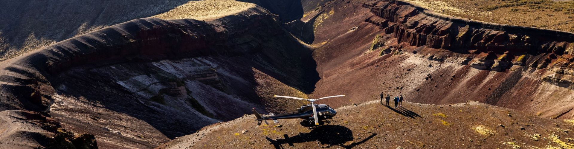 A helicopter landing with Volcanic Air