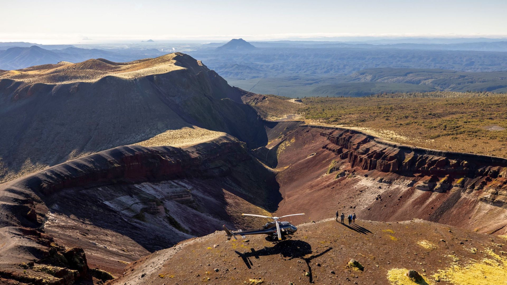 A helicopter landing with Volcanic Air